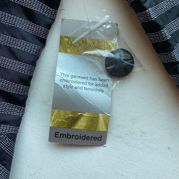 NWT Designer Samual Dong Striped Pleated Peplum Jacket Blazer Black Silver Women - Picture 10 of 14